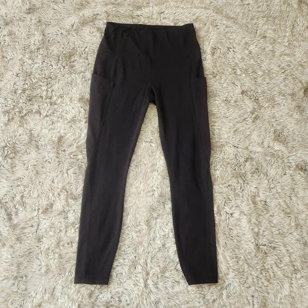 Unbranded Black Tummy Control Ankle Length Leggings with Pockets Size Small‎